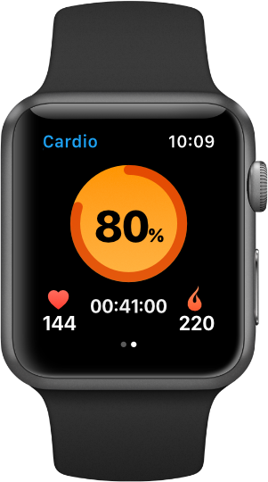Selfloops application for Apple Watch cardio workout screen