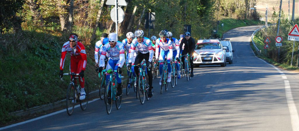 Cyclist team during training session